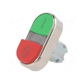 Switch: double | Stabl.pos: 1 | 22mm | green/red | Illumin: none | IP67
