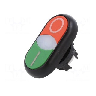 Switch: double | 22mm | Stabl.pos: 1 | green/red | M22-FLED,M22-LED