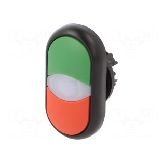Switch: double | 22mm | Stabl.pos: 1 | green/red | M22-FLED,M22-LED