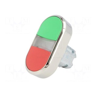 Switch: double | Stabl.pos: 1 | 22mm | green/red | IP67 | Pos: 2 | Ø22mm
