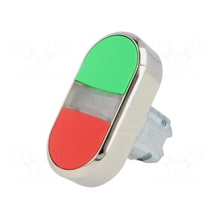 Switch: double | 22mm | Stabl.pos: 1 | green/red | IP67 | flat | Pos: 2