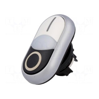 Switch: double | 22mm | Stabl.pos: 1 | white/black | M22-FLED,M22-LED