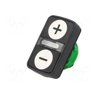 Switch: double | Stabl.pos: 1 | 22mm | white/white | IP66 | Pos: 2 | Ø22mm