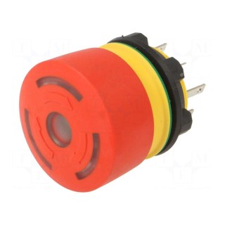Switch: emergency stop | 22mm | NC + NO | red | LED | 5A/250VAC | IP65