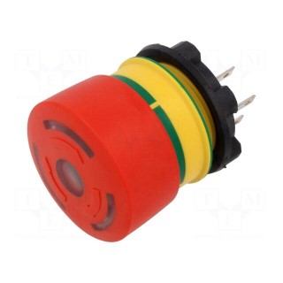 Switch: emergency stop | 22mm | NC | red | LED | 5A/250VAC | 5A/24VDC