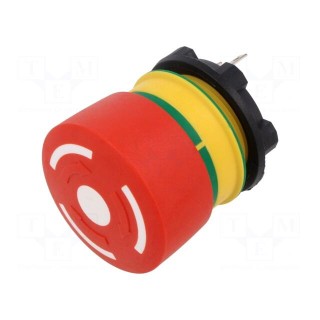 Switch: emergency stop | 22mm | NC | red | none | 5A/250VAC | 5A/24VDC
