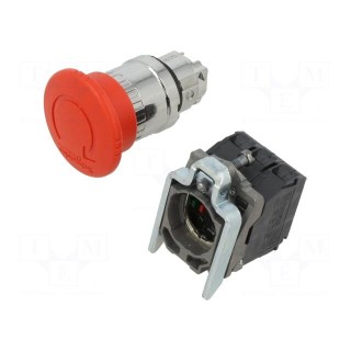 Switch: emergency stop | 22mm | Stabl.pos: 2 | NC x2 + NO | red | none