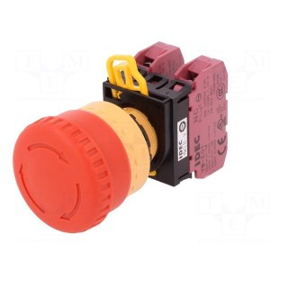 Switch: emergency stop | Stabl.pos: 2 | NC x2 | 22mm | red | IP65 | Pos: 2