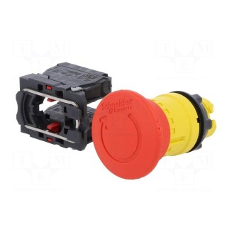 Switch: emergency stop | Stabl.pos: 2 | NC x2 | 3A/240VAC | 22mm | red