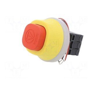 Switch: emergency stop | 22mm | Stabl.pos: 2 | NC x2 + NO | red | LED