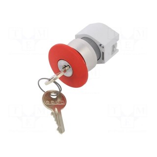Switch: emergency stop with key | Stabl.pos: 2 | 22mm | red | IP65