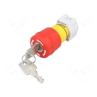 Switch: emergency stop with key | Stabl.pos: 2 | 22mm | red | IP65
