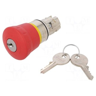 Switch: emergency stop with key | Stabl.pos: 2 | 22mm | red | IP67