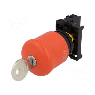 Switch: emergency stop with key | Stabl.pos: 2 | NC | 22mm | red | IP66