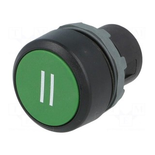 Switch: push-button | 22mm | Stabl.pos: 1 | green | none | IP66 | flat