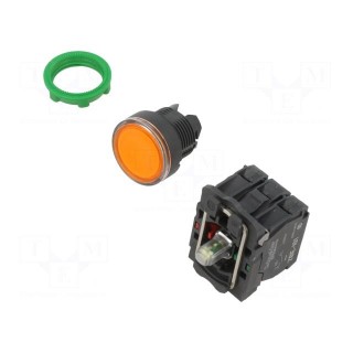 Switch: push-button | 22mm | Stabl.pos: 1 | NC + NO | orange | LED | 24V