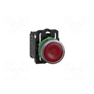 Switch: push-button | 22mm | Stabl.pos: 1 | NC + NO | red | LED | 110V