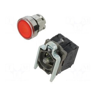 Switch: push-button | 22mm | Stabl.pos: 1 | NC + NO | red | LED | 230V