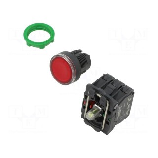 Switch: push-button | 22mm | Stabl.pos: 1 | NC + NO | red | LED | 24V | IP66