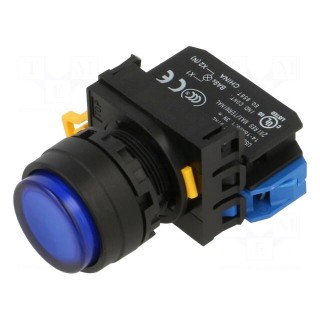 Switch: push-button | 22mm | Stabl.pos: 2 | NO | blue | LED | IP65 | Pos: 2