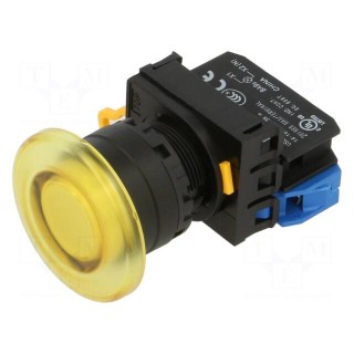 Switch: push-button | 22mm | Stabl.pos: 2 | NO | yellow | LED | IP65 | Pos: 2