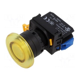 Switch: push-button | 22mm | Stabl.pos: 2 | NO | yellow | LED | IP65 | Pos: 2