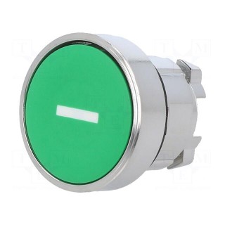 Switch: push-button | 22mm | Stabl.pos: 1 | green | none | IP66 | flat