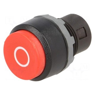 Switch: push-button | Stabl.pos: 1 | 22mm | red | Illumin: none | IP66