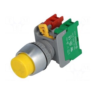 Switch: push-button | Stabl.pos: 1 | NC + NO | 3A/230VAC | 22mm | yellow