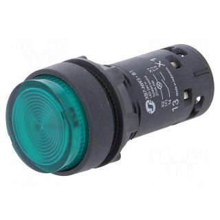 Switch: push-button | 22mm | Stabl.pos: 1 | NO | green | LED | 24V | IP65
