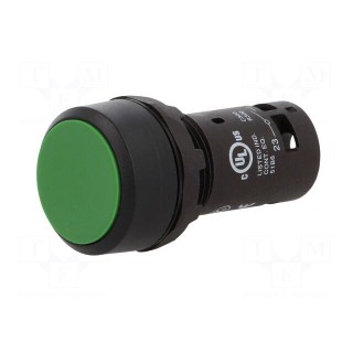 Switch: push-button | 22mm | Stabl.pos: 1 | NO | green | none | 1A/240VAC