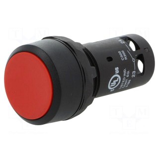 Switch: push-button | 22mm | Stabl.pos: 1 | NO | red | none | 1A/240VAC