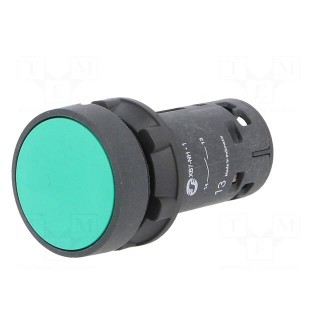 Switch: push-button | 22mm | Stabl.pos: 2 | NO | green | none | IP65 | flat