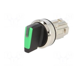 Switch: rotary | Stabl.pos: 1 | 22mm | green | IP67 | Pos: 2 | Ø22mm
