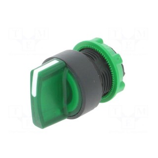 Switch: rotary | Stabl.pos: 1 | 22mm | green | Illumin: LED | IP66 | Pos: 2