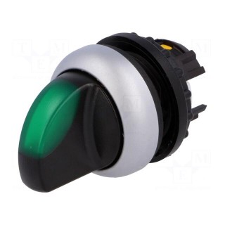 Switch: rotary | Stabl.pos: 1 | 22mm | green | IP67 | Pos: 2 | Ø22.5mm