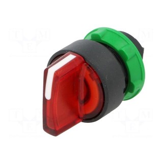 Switch: rotary | Stabl.pos: 1 | 22mm | red | Illumin: LED | IP66 | Pos: 3