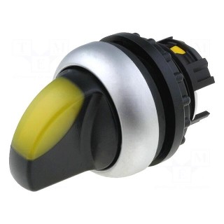 Switch: rotary | Stabl.pos: 1 | 22mm | yellow | IP67 | Pos: 2 | Ø22.5mm