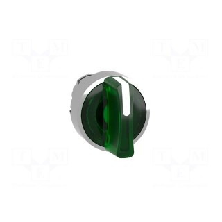 Switch: rotary | 22mm | Stabl.pos: 2 | green | LED | IP66 | prominent