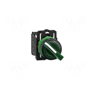 Switch: rotary | 22mm | Stabl.pos: 2 | NC + NO | green | LED | 24V | IP66