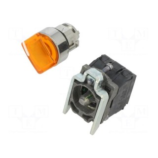 Switch: rotary | 22mm | Stabl.pos: 2 | NC + NO | orange | LED | 24V | IP66