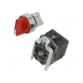 Switch: rotary | 22mm | Stabl.pos: 2 | NC + NO | red | LED | 24V | IP66