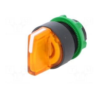 Switch: rotary | 22mm | Stabl.pos: 2 | orange | LED | IP66 | prominent