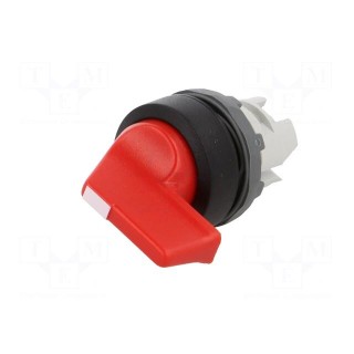 Switch: rotary | 22mm | Stabl.pos: 2 | red | none | IP66 | prominent | Pos: 3