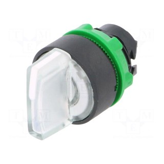 Switch: rotary | 22mm | Stabl.pos: 2 | white | LED | IP66 | prominent