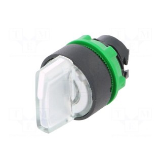 Switch: rotary | 22mm | Stabl.pos: 2 | white | LED | IP66 | prominent