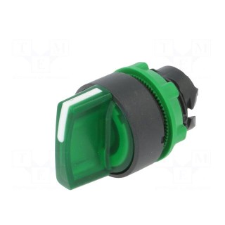 Switch: rotary | Stabl.pos: 3 | 22mm | green | Illumin: LED | IP66 | Pos: 3