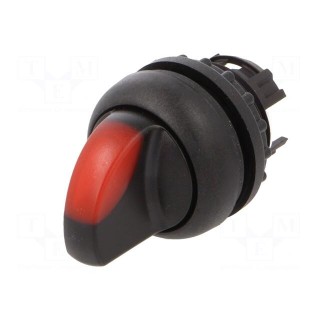 Switch: rotary | 22mm | Stabl.pos: 3 | red | M22-FLED,M22-LED | IP67