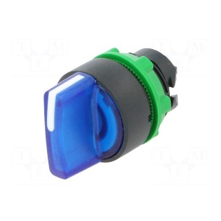 Switch: rotary | Stabl.pos: 1 | 22mm | blue | Illumin: LED | IP66 | Pos: 3