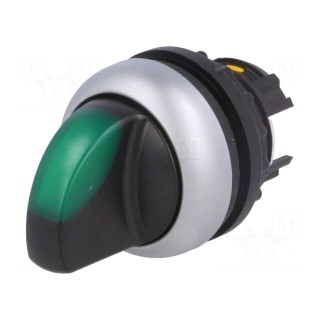 Switch: rotary | Stabl.pos: 1 | 22mm | green | IP67 | Pos: 3 | Ø22.5mm